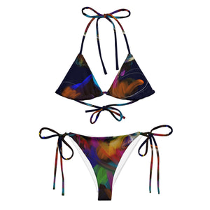 Abstract paint colors string bikini (Recycled)